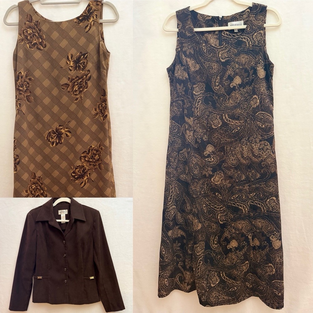 Studio 1 VTG 2 Sheath Dresses & Blazer Bundle Sz 8 Midi & Maxi Dark Fairy Whimsy